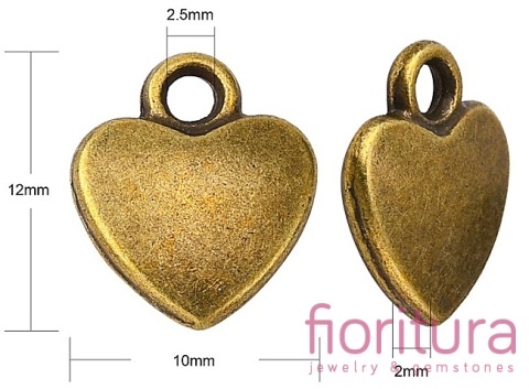ZAWIESZKA SERCE 12x10x2,5MM KOLOR STARE ZŁOTO