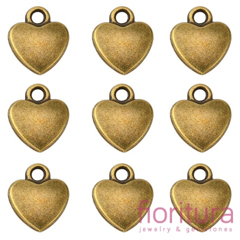 ZAWIESZKA SERCE 12x10x2,5MM KOLOR STARE ZŁOTO