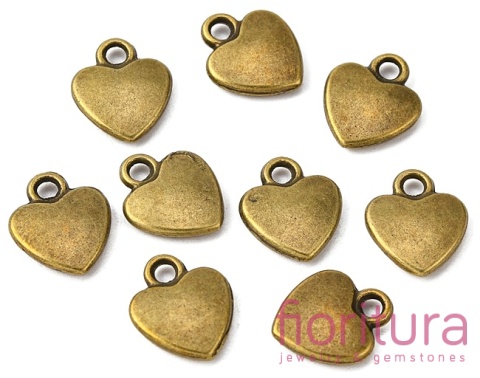 ZAWIESZKA SERCE 12x10x2,5MM KOLOR STARE ZŁOTO