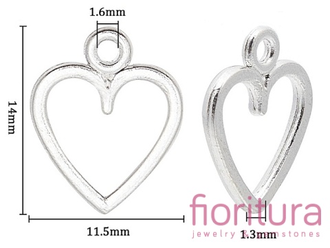 ZAWIESZKA AŻUROWE SERCE 14x11,5x1MM KOLOR SREBRNY