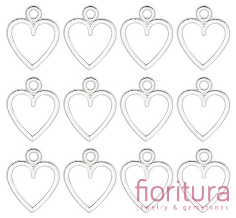 ZAWIESZKA AŻUROWE SERCE 14x11,5x1MM KOLOR SREBRNY