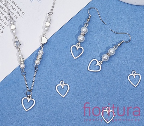 ZAWIESZKA AŻUROWE SERCE 14x11,5x1MM KOLOR SREBRNY