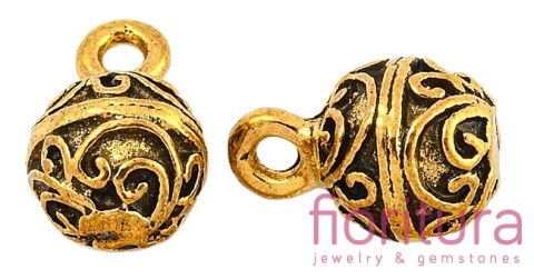 ZAWIESZKA PRZESTRZENNA 3D KULA W STYLU TYBETAŃSKIM 13x8,5MM KOLOR ANTYCZNE ZŁOTO