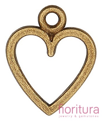 ZAWIESZKA AŻUROWE SERCE 14x11,5x1MM KOLOR STARE ZŁOTO