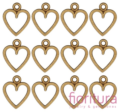 ZAWIESZKA AŻUROWE SERCE 14x11,5x1MM KOLOR STARE ZŁOTO