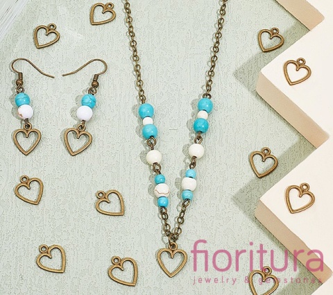 ZAWIESZKA AŻUROWE SERCE 14x11,5x1MM KOLOR STARE ZŁOTO