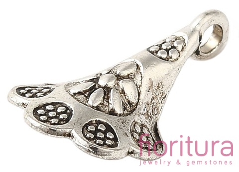 ZAWIESZKA PRZESTRZENNA KWIAT 19x11x5MM KOLOR STARE SREBRO 