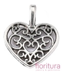 ZAWIESZKA AŻUROWA SERCE 18x15x2MM KOLOR STARE SREBRO 