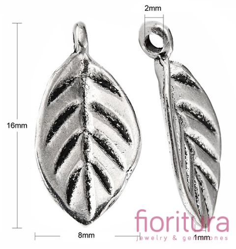 ZAWIESZKA LISTEK 16x8x1MM KOLOR STARE SREBRO 