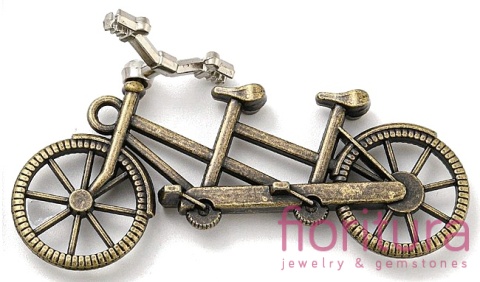 ZAWIESZKA PRZESTRZENNA 3D ROWER TANDEM 52,5x26x18MM KOLOR STARE ZŁOTO