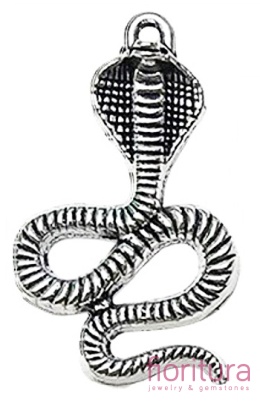 ZAWIESZKA WĄŻ KOBRA 27x17x5MM KOLOR STARE SREBRO 