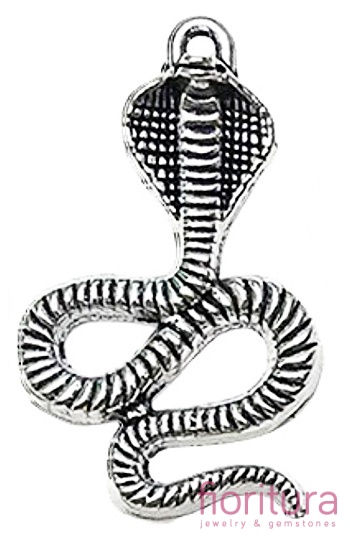 ZAWIESZKA WĄŻ KOBRA 27x17x5MM KOLOR STARE SREBRO 