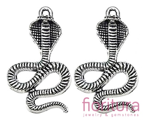 ZAWIESZKA WĄŻ KOBRA 27x17x5MM KOLOR STARE SREBRO 