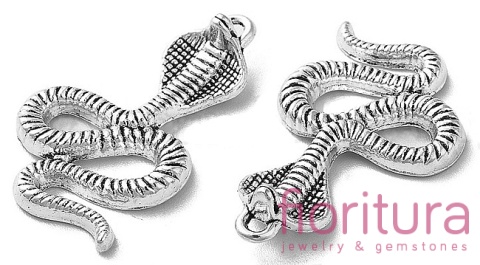 ZAWIESZKA WĄŻ KOBRA 27x17x5MM KOLOR STARE SREBRO 