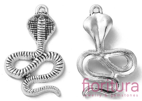 ZAWIESZKA WĄŻ KOBRA 27x17x5MM KOLOR STARE SREBRO 