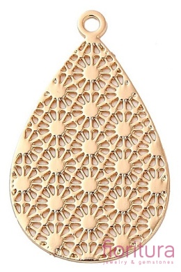 ZAWIESZKA AŻUROWA ŁEZKA OZDOBNA 22,5x14x0,3MM KOLOR JASNY ZŁOTY