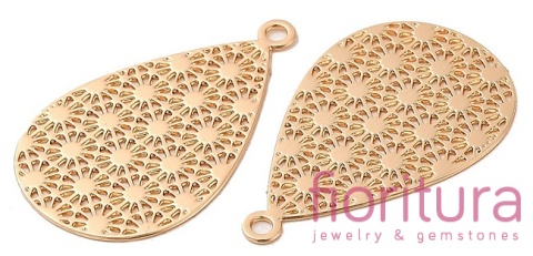 ZAWIESZKA AŻUROWA ŁEZKA OZDOBNA 22,5x14x0,3MM KOLOR JASNY ZŁOTY