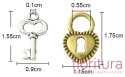 ZAWIESZKA KŁÓDKA Z KLUCZYKIEM 15,5-17,5x9-11,5x1-1,5MM KOLOR ZŁOTY