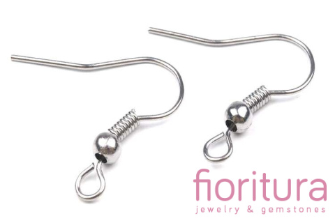 BIGLE OTWARTE Z KULKĄ I SPRĘŻYNKĄ 17-19x0,8MM KOLOR SREBRNY