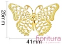 BAZA, ŁĄCZNIK,ZAWIESZKA FILIGRAN MOTYL 41x25x0,5MM KOLOR ZŁOTY