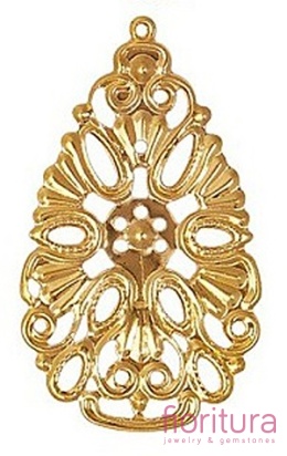 BAZA, ŁĄCZNIK,ZAWIESZKA FILIGRAN ŁEZKA 38x22x0,5MM KOLOR ZŁOTY
