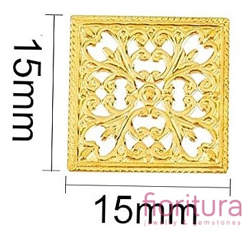BAZA, ŁĄCZNIK,ZAWIESZKA FILIGRAN KWADRAT 15x15x0,5MM KOLOR ZŁOTY