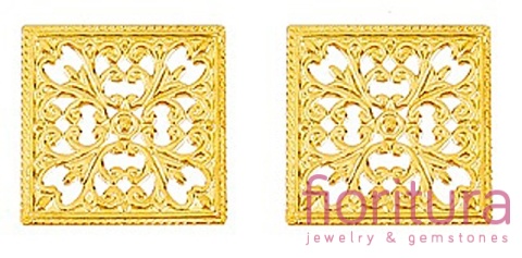 BAZA, ŁĄCZNIK,ZAWIESZKA FILIGRAN KWADRAT 15x15x0,5MM KOLOR ZŁOTY