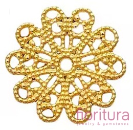 BAZA, ŁĄCZNIK,ZAWIESZKA FILIGRAN KWIATUSZEK 16x16x0,5MM KOLOR ZŁOTY