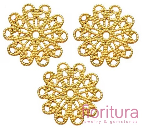 BAZA, ŁĄCZNIK,ZAWIESZKA FILIGRAN KWIATUSZEK 16x16x0,5MM KOLOR ZŁOTY