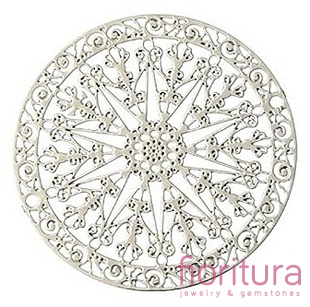 BAZA, ŁĄCZNIK,ZAWIESZKA PODSTAWA KOLCZYKA FILIGRAN KWIAT 30x0,3MM KOLOR PLATINUM