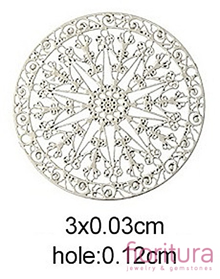BAZA, ŁĄCZNIK,ZAWIESZKA PODSTAWA KOLCZYKA FILIGRAN KWIAT 30x0,3MM KOLOR PLATINUM
