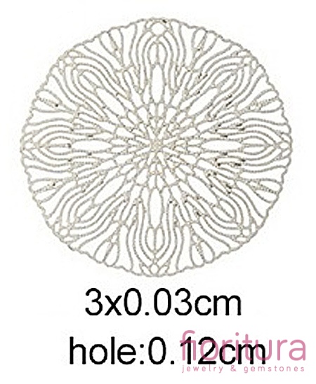 BAZA, ŁĄCZNIK,ZAWIESZKA PODSTAWA KOLCZYKA FILIGRAN KWIAT 30x0,3MM KOLOR PLATINUM