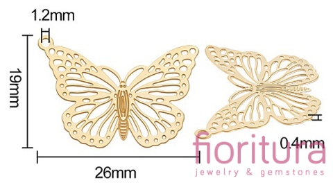 BAZA, ŁĄCZNIK,ZAWIESZKA PODSTAWA KOLCZYKA FILIGRAN MOTYL 26x19x0,4MM KOLOR ZŁOTY 