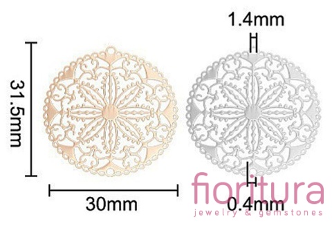 BAZA, ŁĄCZNIK,ZAWIESZKA PODSTAWA KOLCZYKA FILIGRAN Z MOTYWEM KWIATU 31,5x30x0,4MM KOLOR ZŁOTY