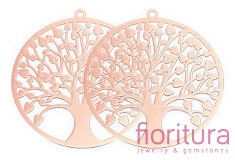 BAZA, ŁĄCZNIK,ZAWIESZKA PODSTAWA KOLCZYKA FILIGRAN DRZEWO ŻYCIA 32x30x0,4MM KOLOR ROSE GOLD