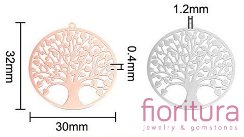 BAZA, ŁĄCZNIK,ZAWIESZKA PODSTAWA KOLCZYKA FILIGRAN DRZEWO ŻYCIA 32x30x0,4MM KOLOR ROSE GOLD