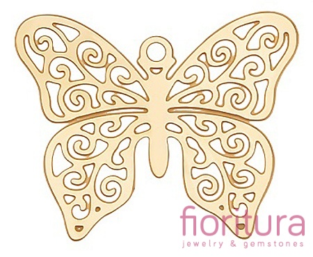 BAZA, ŁĄCZNIK,ZAWIESZKA PODSTAWA KOLCZYKA FILIGRAN MOTYL 16,5x13,5x0,4MM KOLOR ZŁOTY 