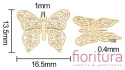 BAZA, ŁĄCZNIK,ZAWIESZKA PODSTAWA KOLCZYKA FILIGRAN MOTYL 16,5x13,5x0,4MM KOLOR ZŁOTY 