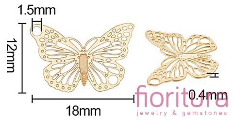 BAZA, ŁĄCZNIK,ZAWIESZKA PODSTAWA KOLCZYKA FILIGRAN MOTYL 18x12x0,4MM KOLOR ZŁOTY 