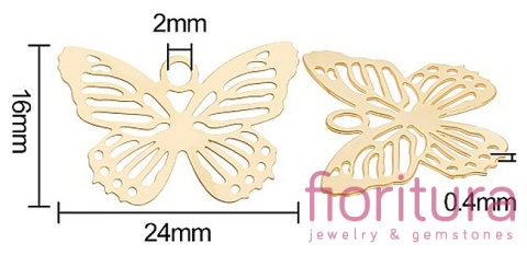 BAZA, ŁĄCZNIK,ZAWIESZKA PODSTAWA KOLCZYKA FILIGRAN MOTYL 24x16x0,4MM KOLOR ZŁOTY 