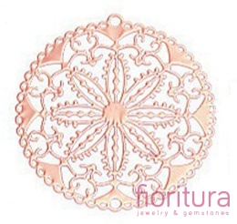 BAZA, ŁĄCZNIK,ZAWIESZKA PODSTAWA KOLCZYKA FILIGRAN KWIAT 31,5x30x0,4MM KOLOR ROSE GOLD