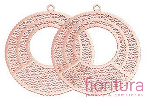 BAZA, ŁĄCZNIK,ZAWIESZKA PODSTAWA KOLCZYKA FILIGRAN OKRĄGŁY 33x30x0,4MM KOLOR ROSE GOLD