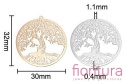 BAZA, ŁĄCZNIK,ZAWIESZKA PODSTAWA KOLCZYKA FILIGRAN Z MOTYWEM DRZEWA ŻYCIA 32x30x0,4MM KOLOR PLATINUM