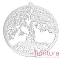 BAZA, ŁĄCZNIK,ZAWIESZKA PODSTAWA KOLCZYKA FILIGRAN Z MOTYWEM DRZEWA ŻYCIA 32x30x0,4MM KOLOR PLATINUM