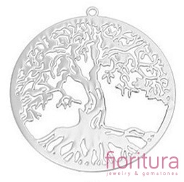 BAZA, ŁĄCZNIK,ZAWIESZKA PODSTAWA KOLCZYKA FILIGRAN Z MOTYWEM DRZEWA ŻYCIA 32x30x0,4MM KOLOR PLATINUM