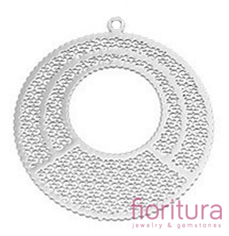 BAZA, ŁĄCZNIK,ZAWIESZKA PODSTAWA KOLCZYKA FILIGRAN OKRĄGŁY 33x30x0,4MM KOLOR PLATINUM
