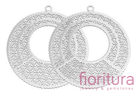 BAZA, ŁĄCZNIK,ZAWIESZKA PODSTAWA KOLCZYKA FILIGRAN OKRĄGŁY 33x30x0,4MM KOLOR PLATINUM