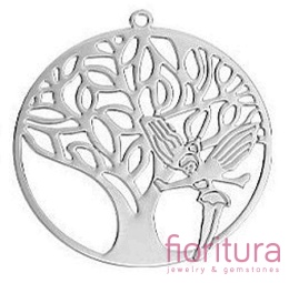 BAZA, ŁĄCZNIK,ZAWIESZKA PODSTAWA KOLCZYKA FILIGRAN  Z MOTYWEM DRZEWA ŻYCIA I ANIOŁA 32x30x0,4MM KOLOR PLATINUM