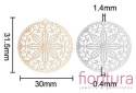 BAZA, ŁĄCZNIK,ZAWIESZKA PODSTAWA KOLCZYKA FILIGRAN Z MOTYWEM KWIATU 31,5x30x0,4MM KOLOR PLATINUM