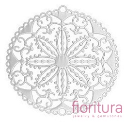 BAZA, ŁĄCZNIK,ZAWIESZKA PODSTAWA KOLCZYKA FILIGRAN Z MOTYWEM KWIATU 31,5x30x0,4MM KOLOR PLATINUM